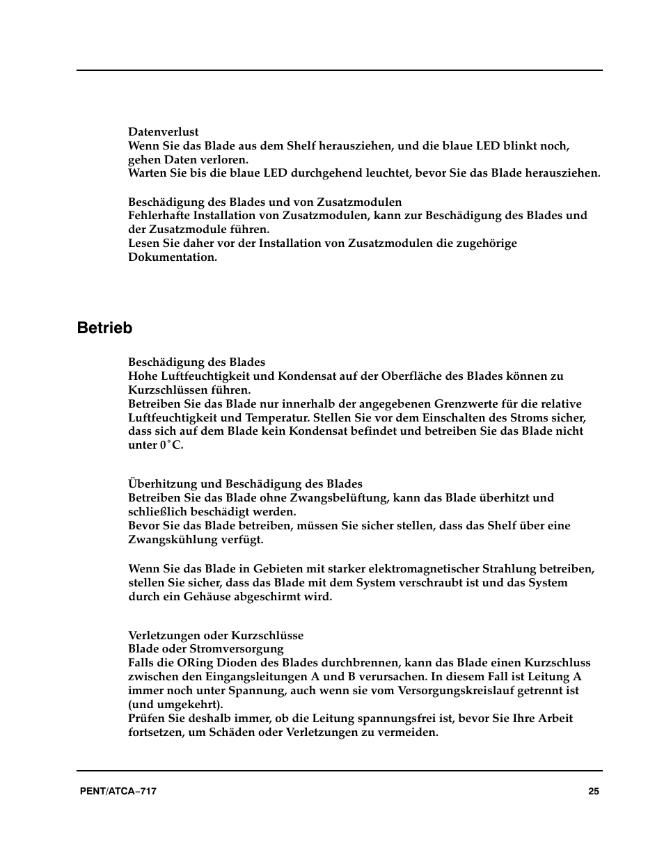 Betrieb | Motorola ATCA-717 User Manual | Page 25 / 156