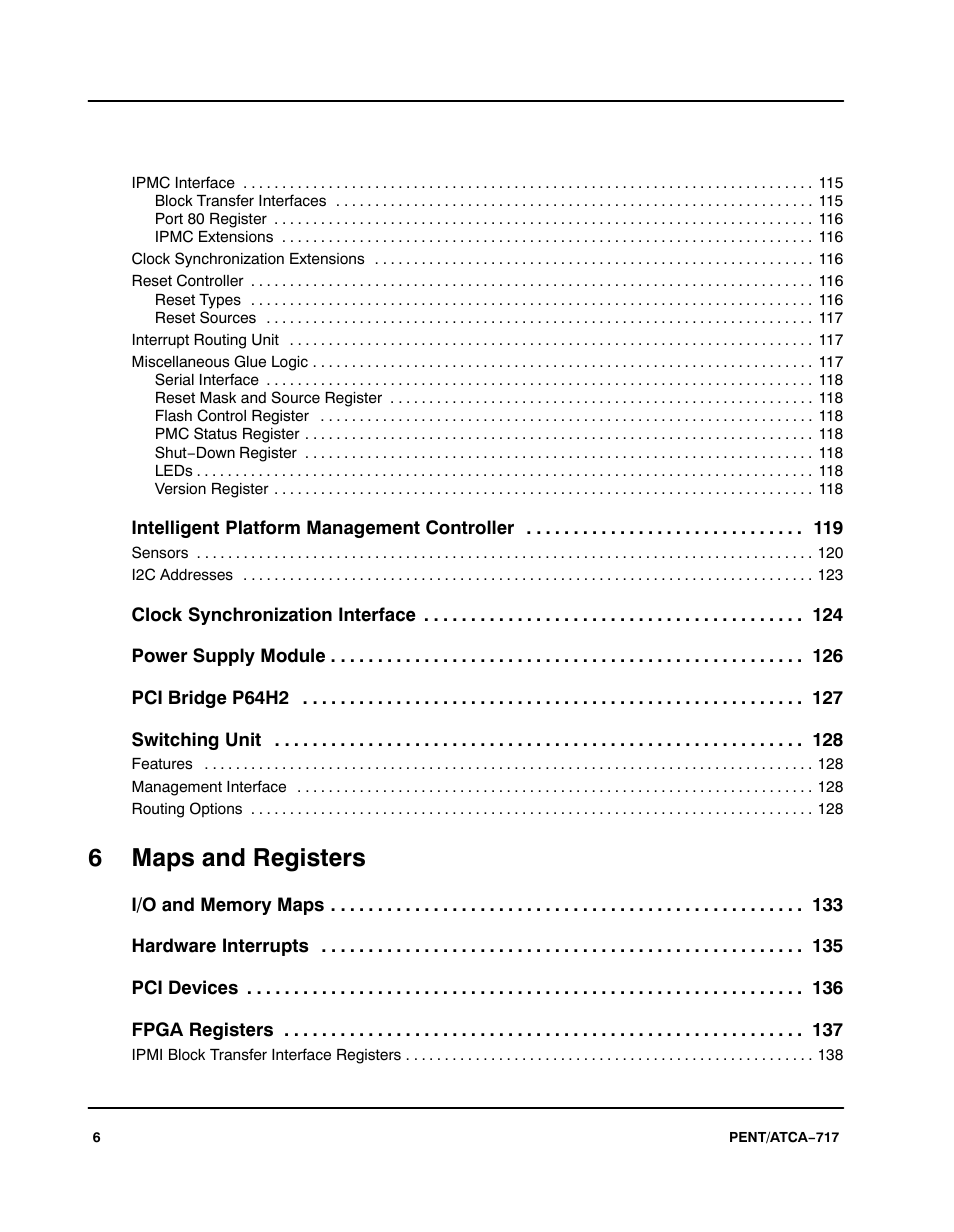 6 maps and registers | Motorola ATCA-717 User Manual | Page 6 / 156