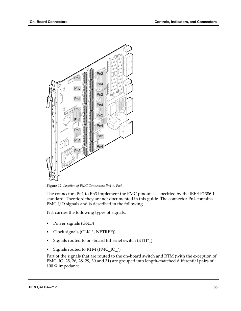 Figure, Aaaaaa, Location of pmc connectors pn1 to pn4 | Motorola ATCA-717 User Manual | Page 65 / 156