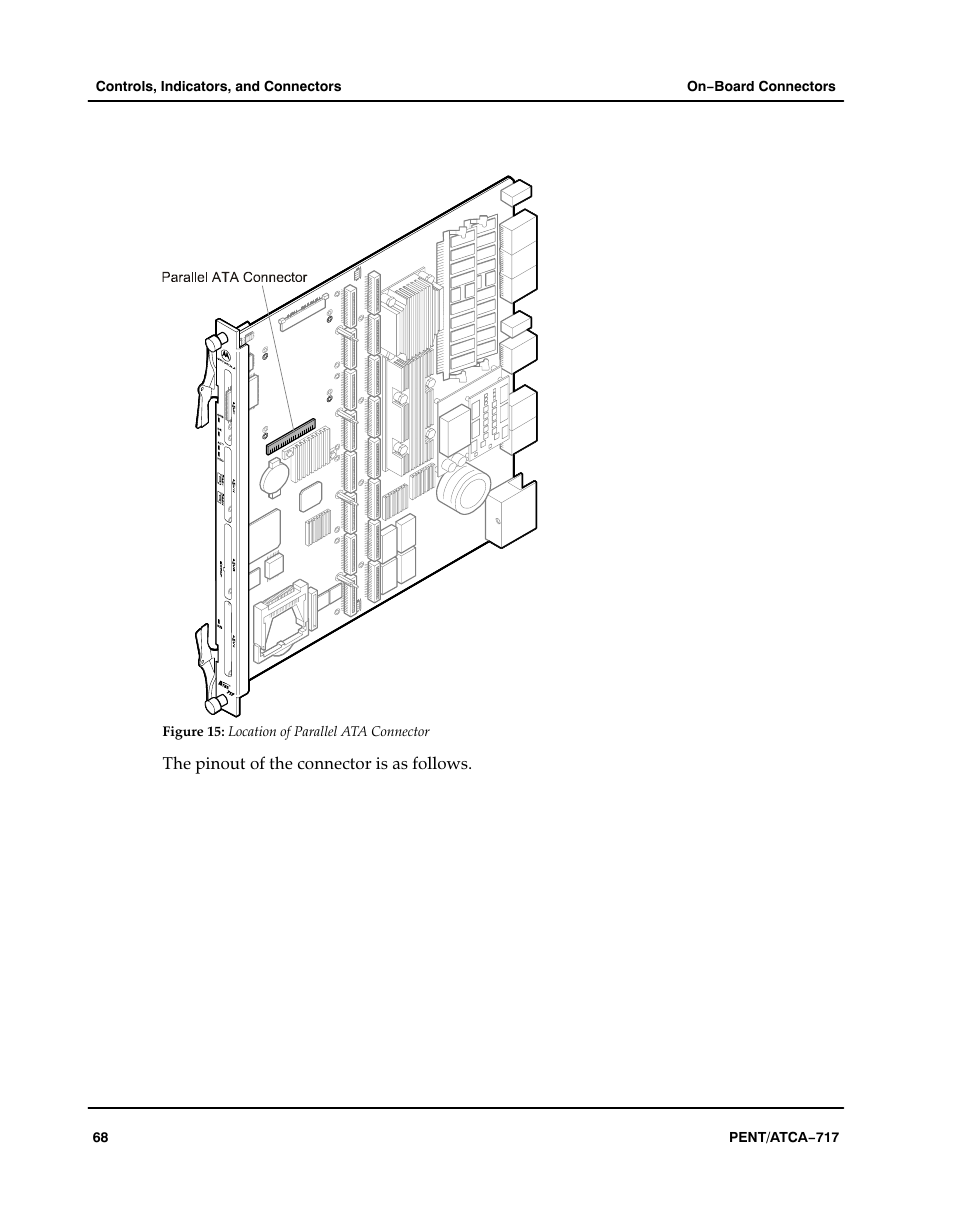 Figure, Aaaaaa, Location of parallel ata connector | The pinout of the connector is as follows | Motorola ATCA-717 User Manual | Page 68 / 156