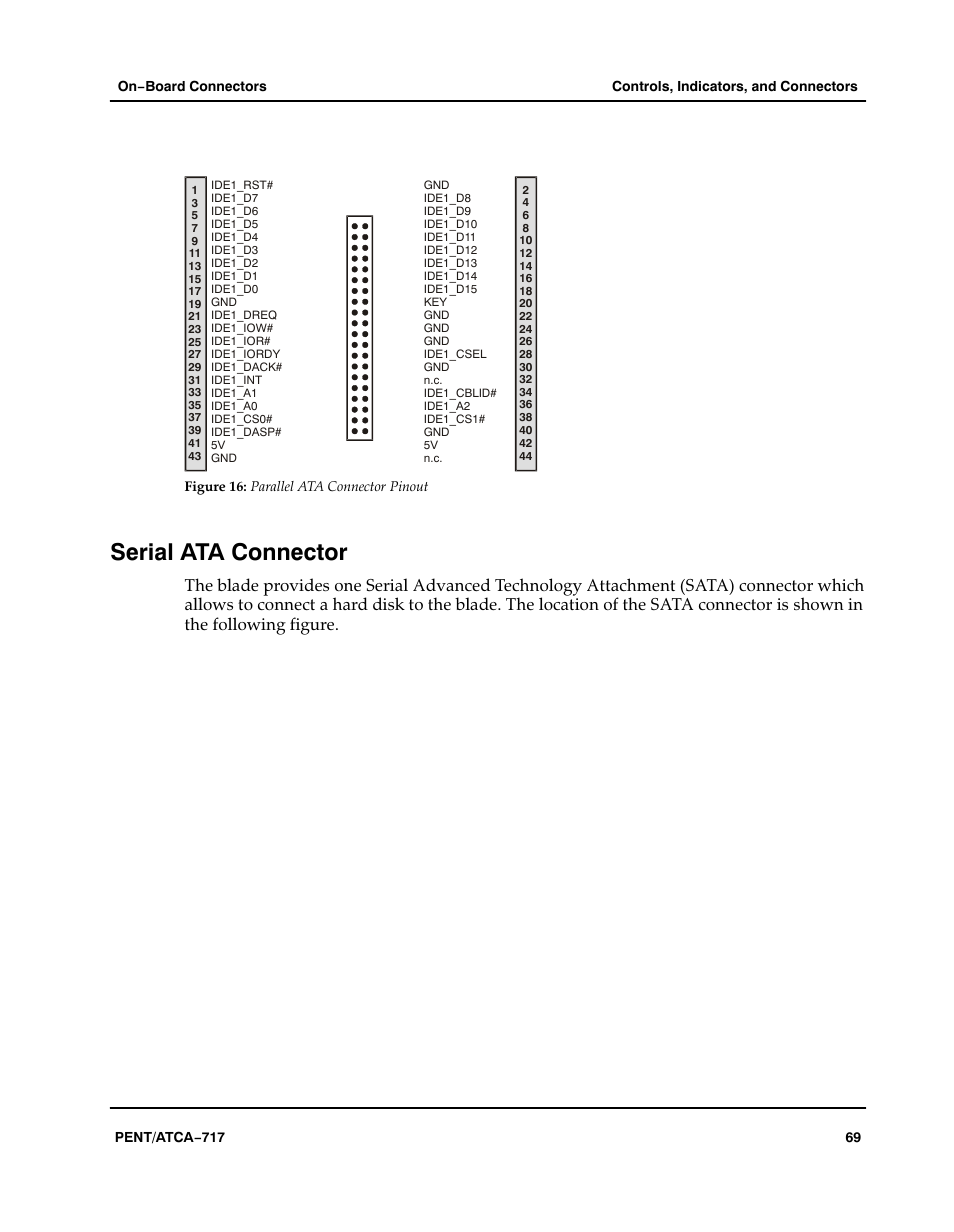 Serial ata connector, Figure, Aaaaaa | Parallel ata connector pinout | Motorola ATCA-717 User Manual | Page 69 / 156