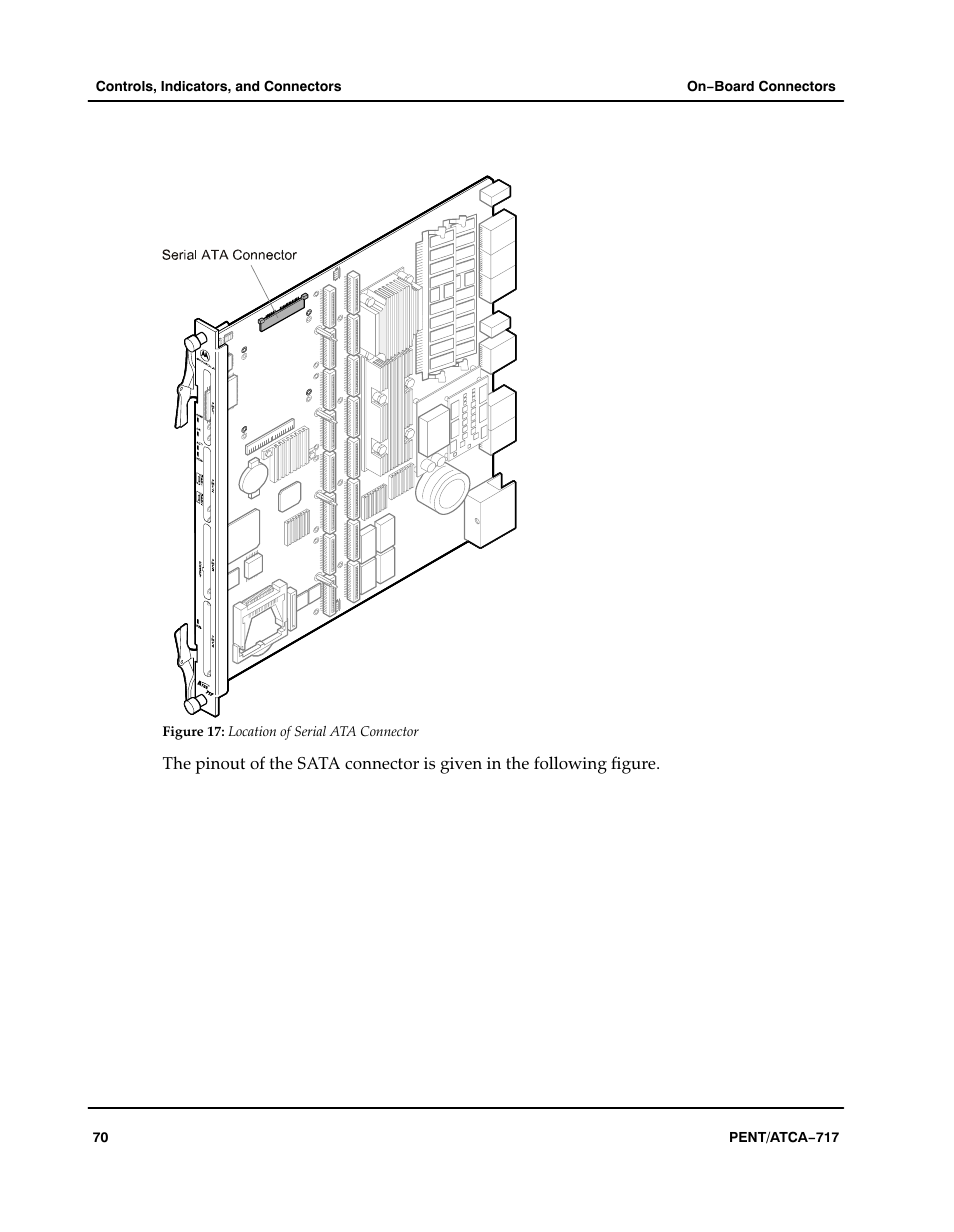 Figure, Aaaaaa, Location of serial ata connector | Motorola ATCA-717 User Manual | Page 70 / 156