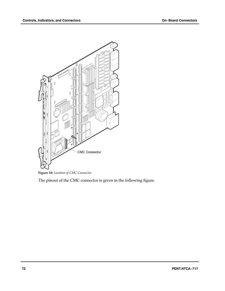 Figure, Aaaaaa, Location of cmc connector | Motorola ATCA-717 User Manual | Page 72 / 156