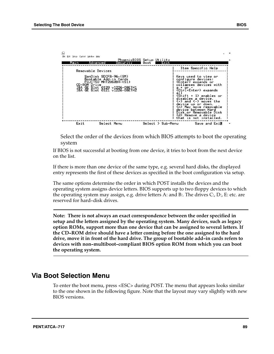 Via boot selection menu | Motorola ATCA-717 User Manual | Page 89 / 156