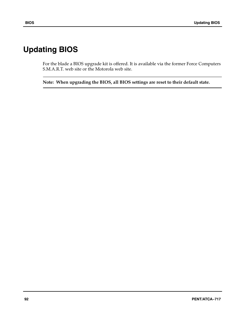 Updating bios | Motorola ATCA-717 User Manual | Page 92 / 156