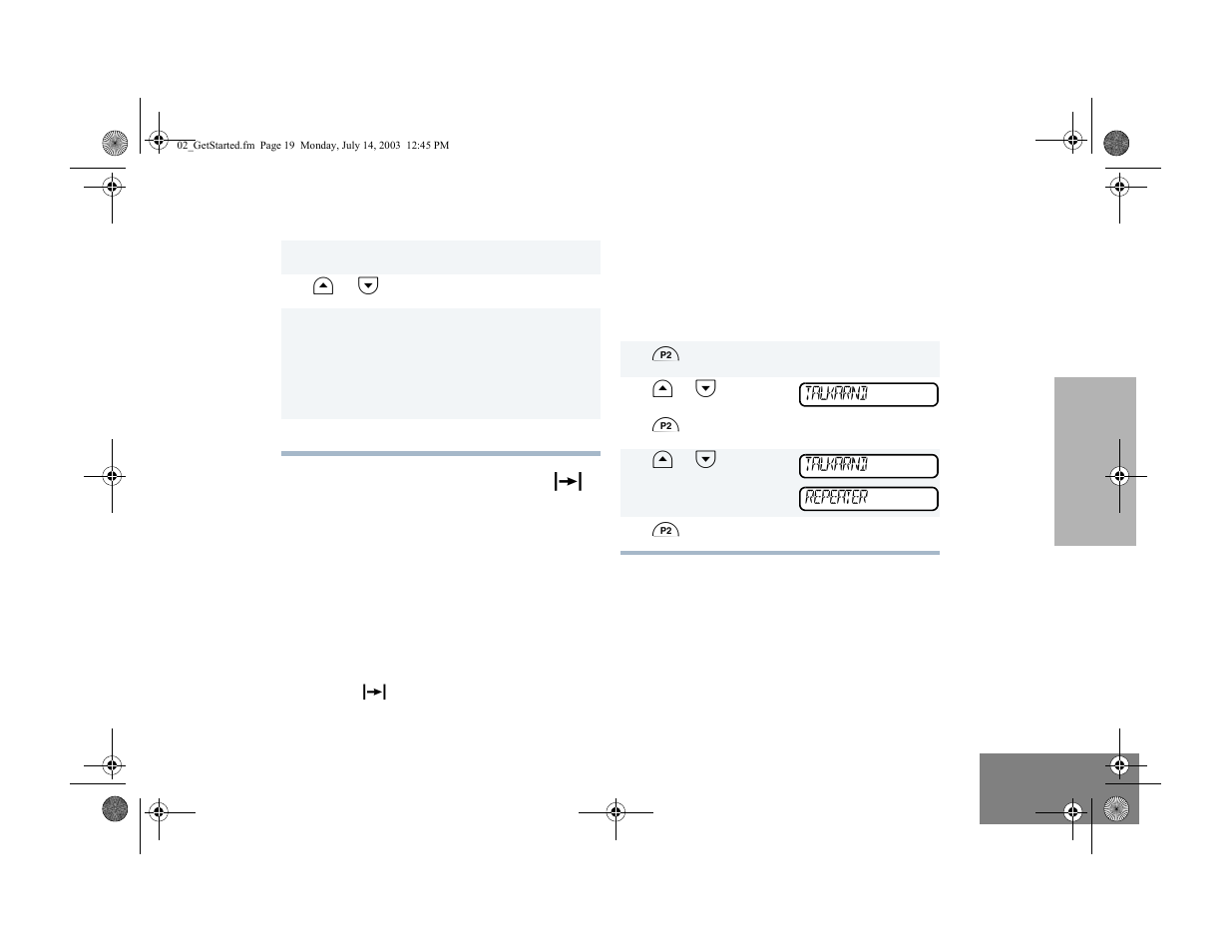Transmit, Repeater or talkaround mode | Motorola CM300 User Manual | Page 21 / 68