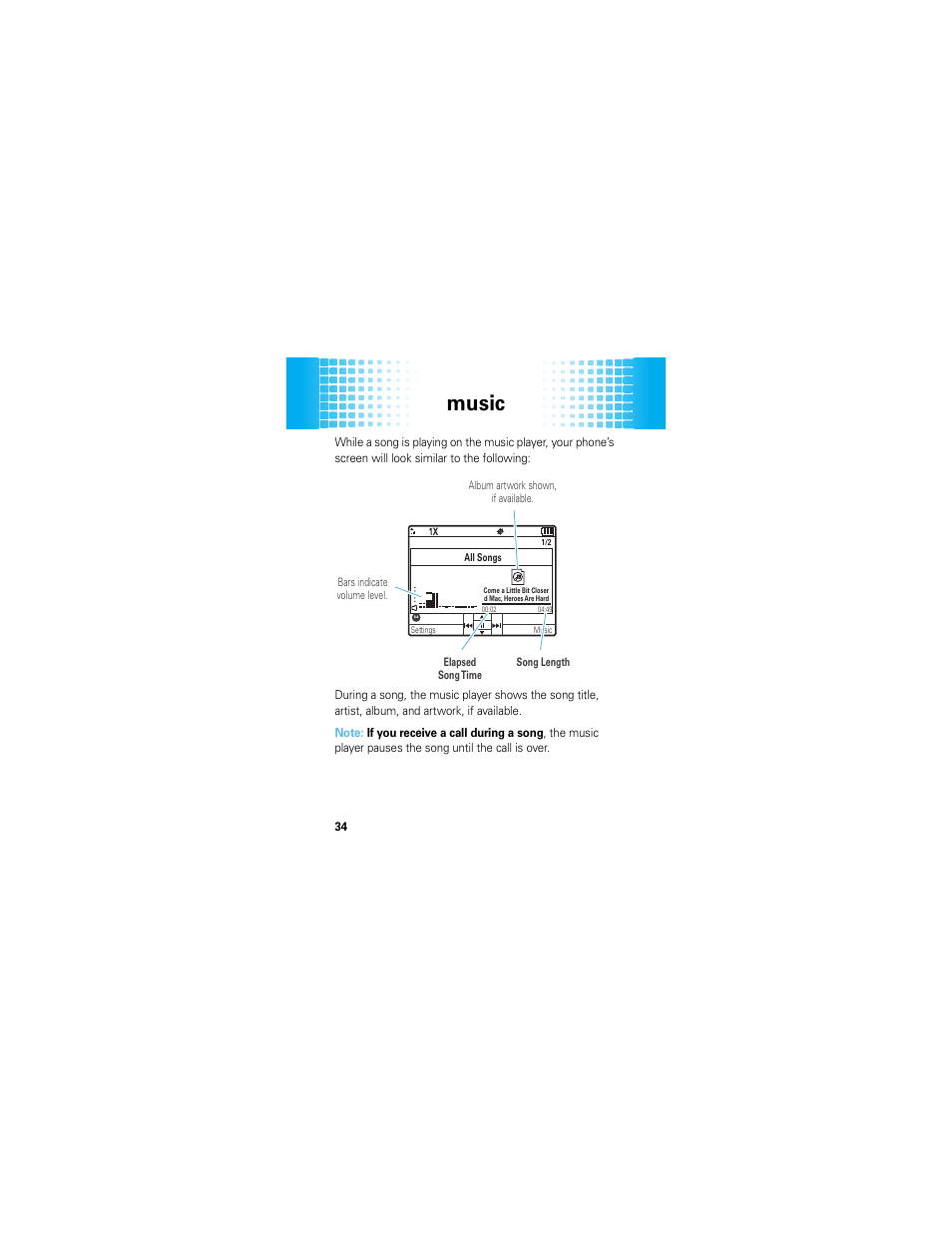 Music | Motorola HINT QA30 User Manual | Page 36 / 48