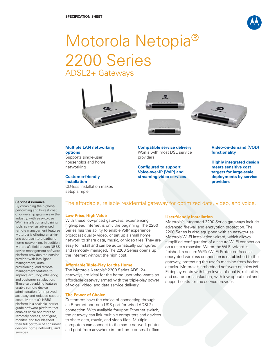 Motorola Netopia 2251N-VGx User Manual | 5 pages