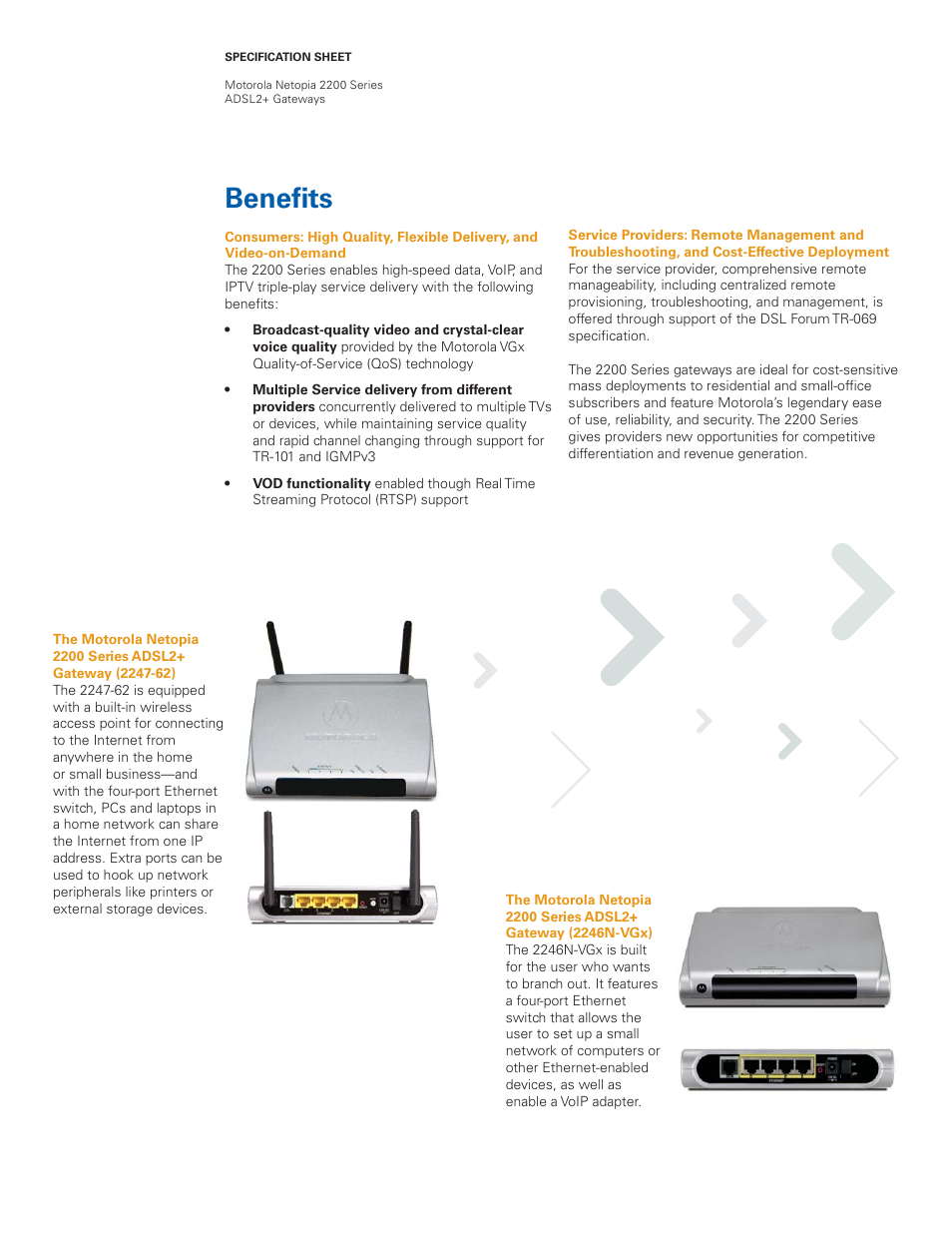 Beneﬁ ts | Motorola Netopia 2251N-VGx User Manual | Page 2 / 5