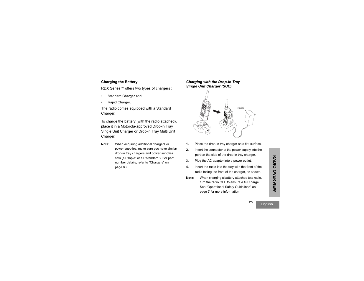 Charging the battery | Motorola RDU2080d User Manual | Page 27 / 105