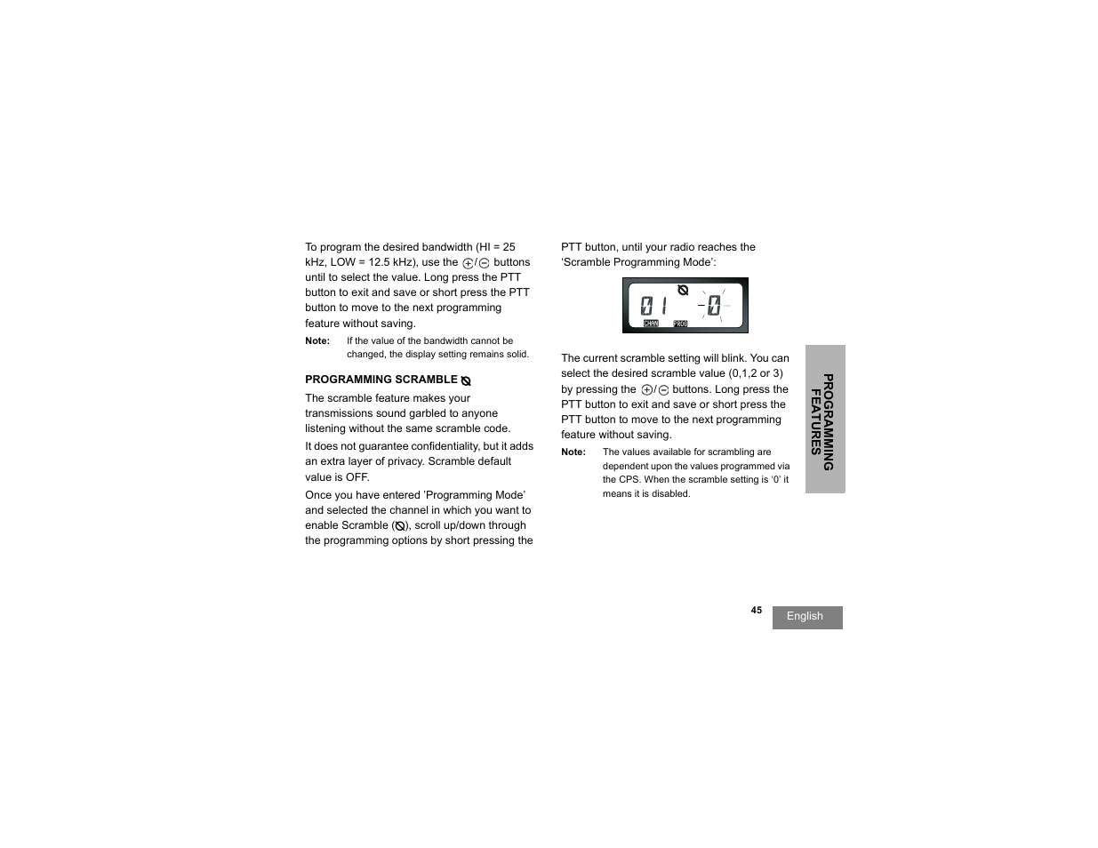 Programming scramble | Motorola RDU2080d User Manual | Page 47 / 105