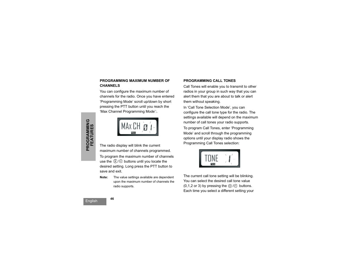 Tone | Motorola RDU2080d User Manual | Page 48 / 105