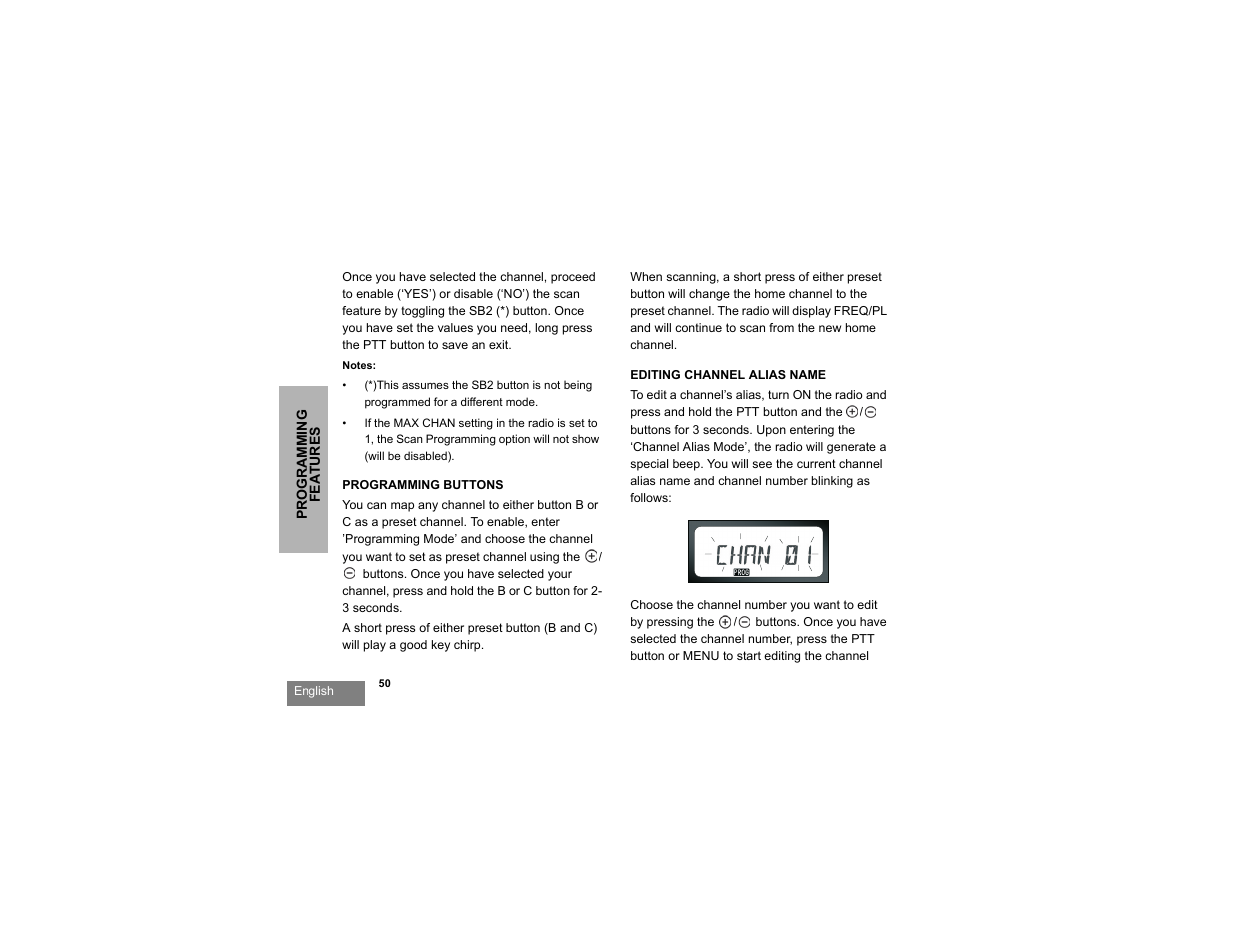Programming buttons editing channel alias name | Motorola RDU2080d User Manual | Page 52 / 105