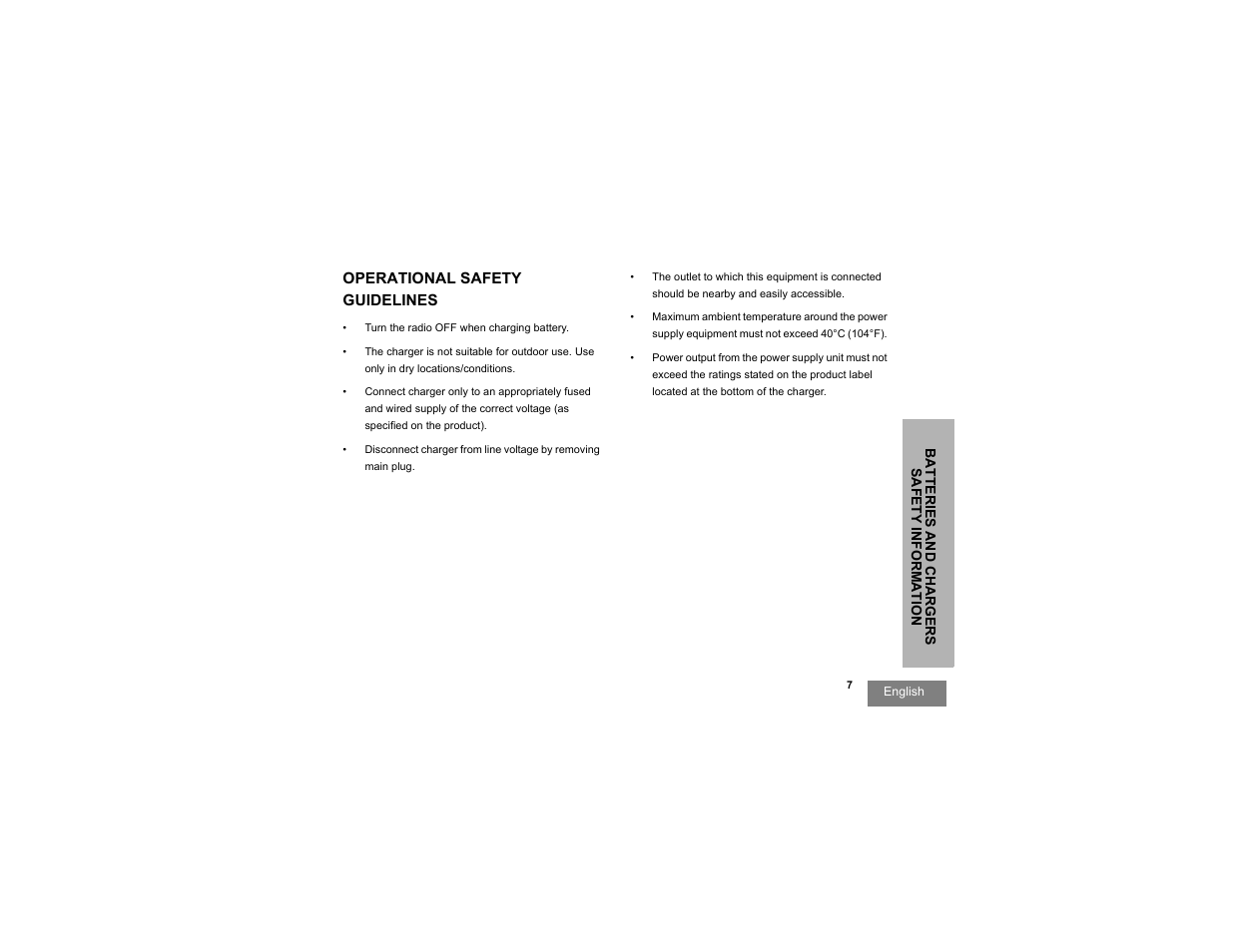 Operational safety guidelines | Motorola RDU2080d User Manual | Page 9 / 105