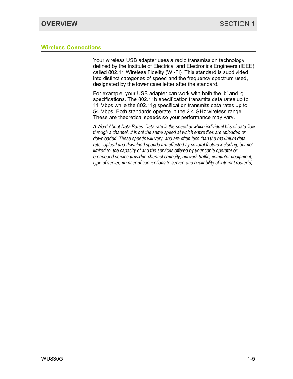 Wireless connections | Motorola WU830G User Manual | Page 10 / 59