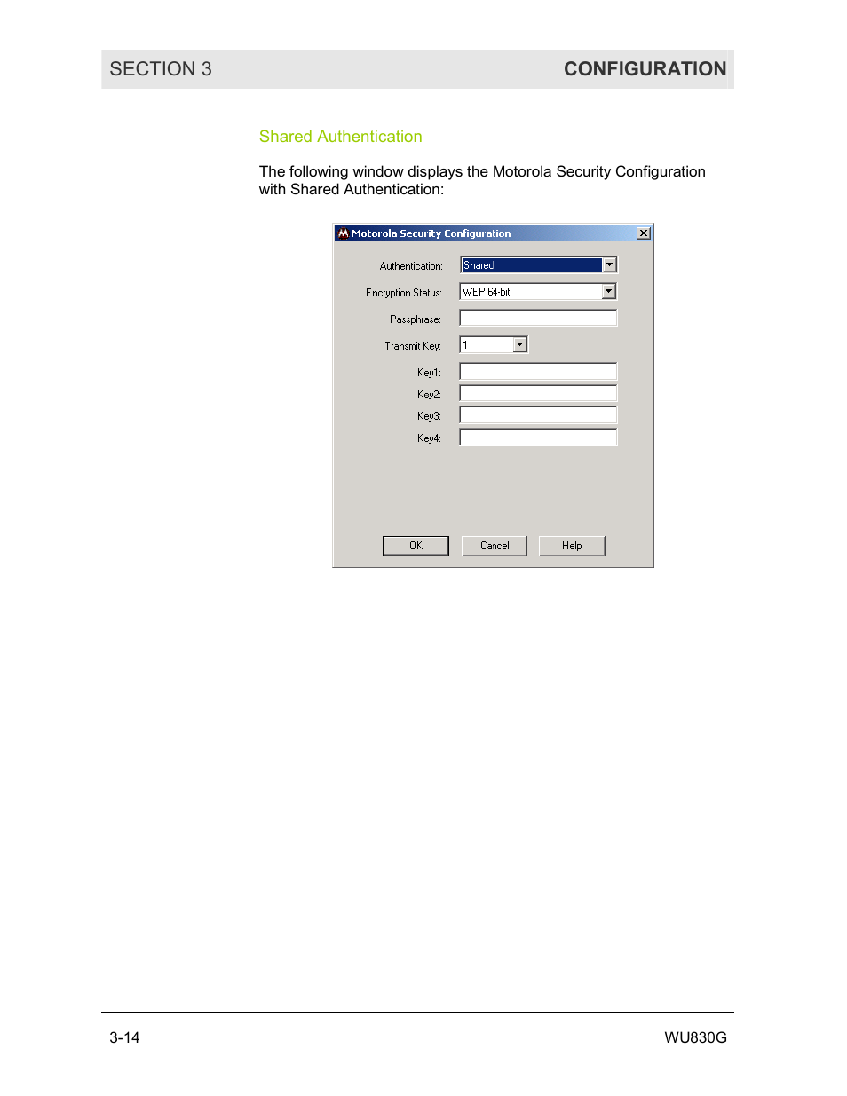 Shared authentication | Motorola WU830G User Manual | Page 31 / 59