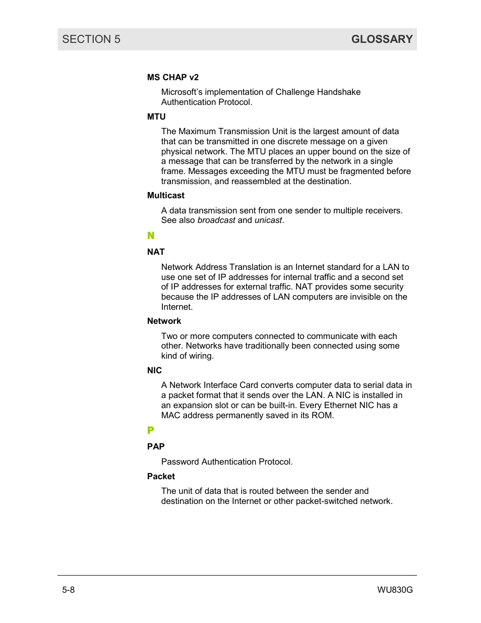 Motorola WU830G User Manual | Page 52 / 59