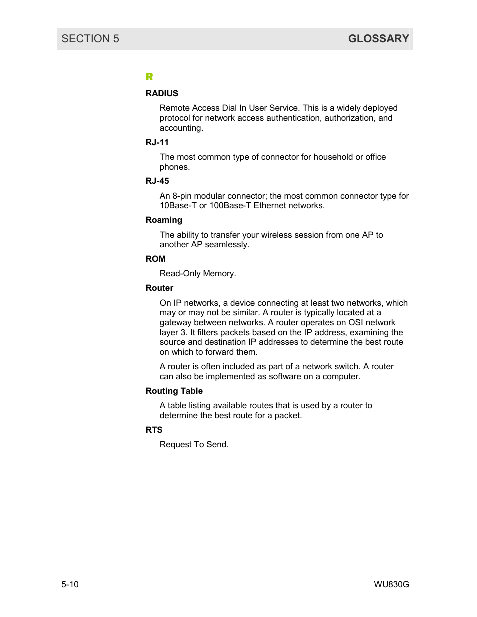 Motorola WU830G User Manual | Page 54 / 59
