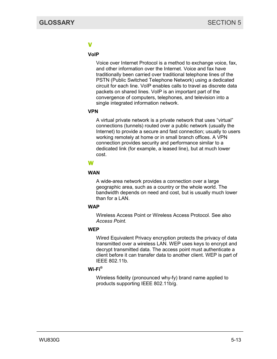 Motorola WU830G User Manual | Page 57 / 59