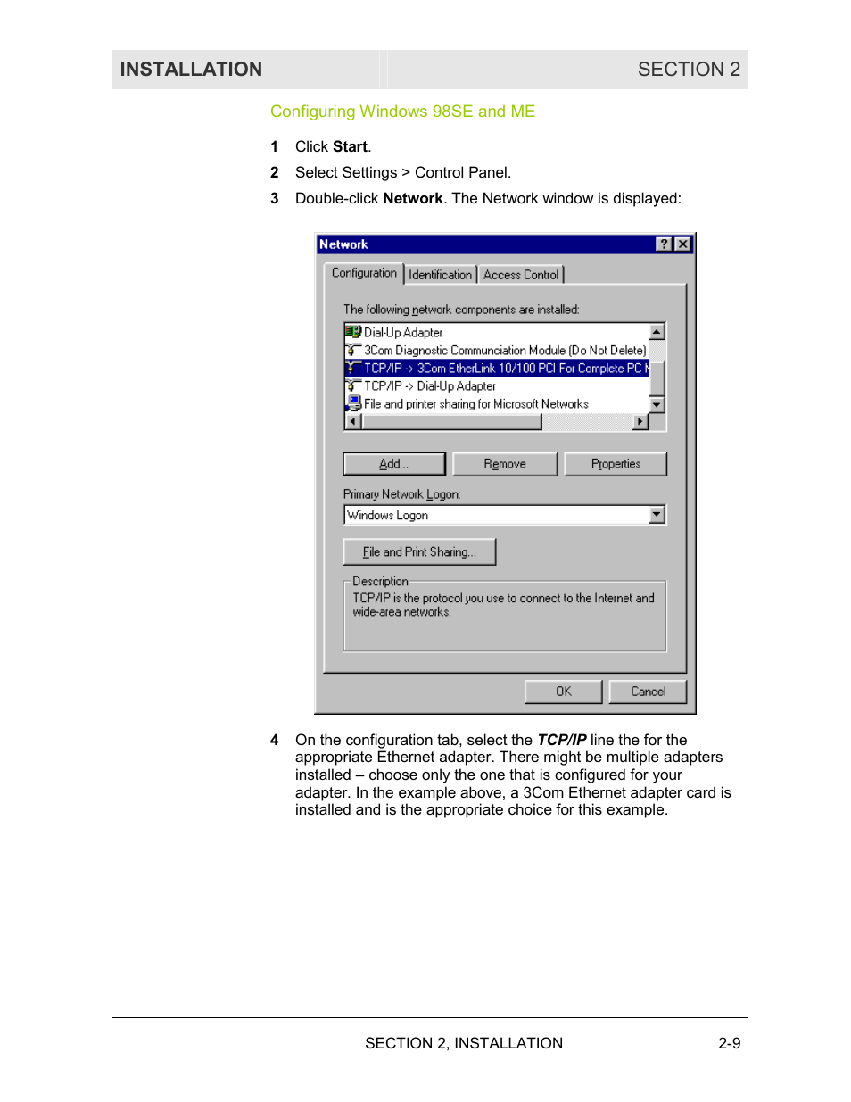 Configuring windows 98se and me | Motorola BR700 User Manual | Page 22 / 78