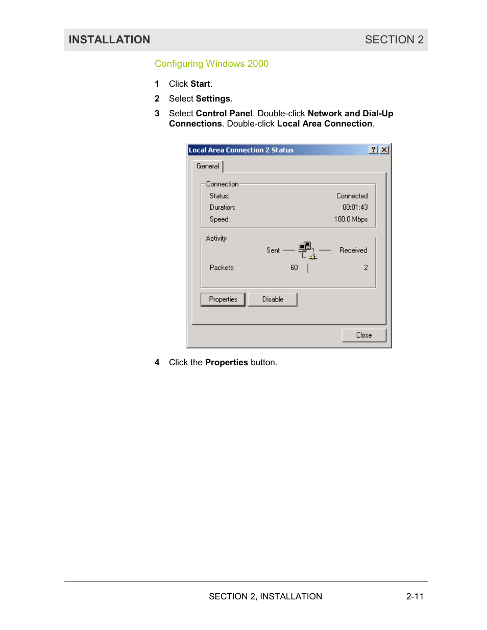 Configuring windows 2000 | Motorola BR700 User Manual | Page 24 / 78