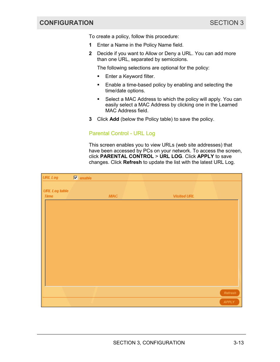 Parental control ˚ url log | Motorola BR700 User Manual | Page 44 / 78