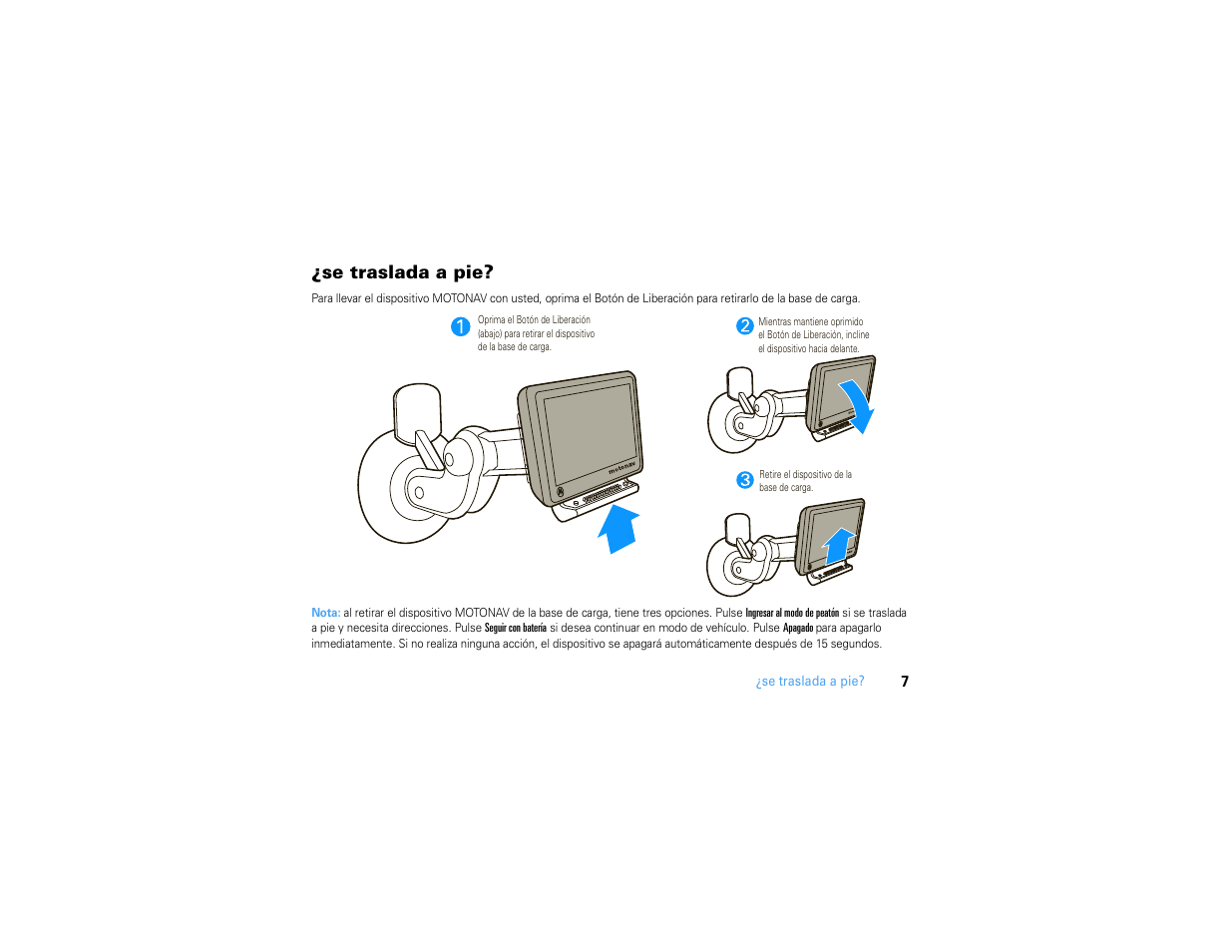 Se traslada a pie | Motorola MOTONAV TN500 User Manual | Page 43 / 116