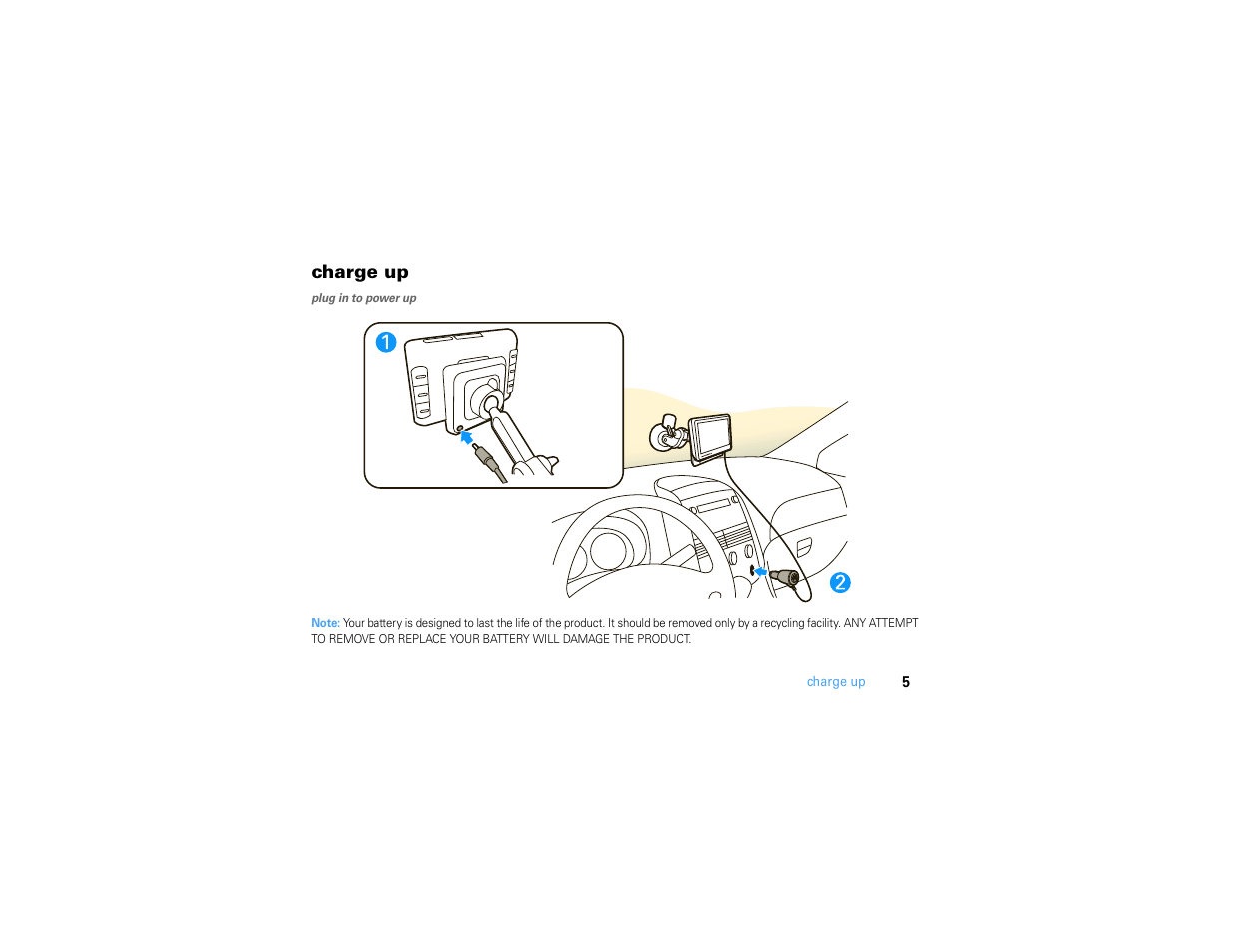 Charge up | Motorola MOTONAV TN500 User Manual | Page 7 / 116