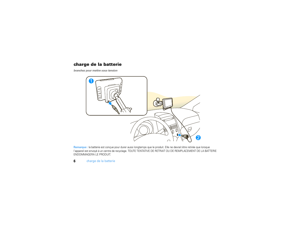 Charge de la batterie | Motorola MOTONAV TN500 User Manual | Page 82 / 116