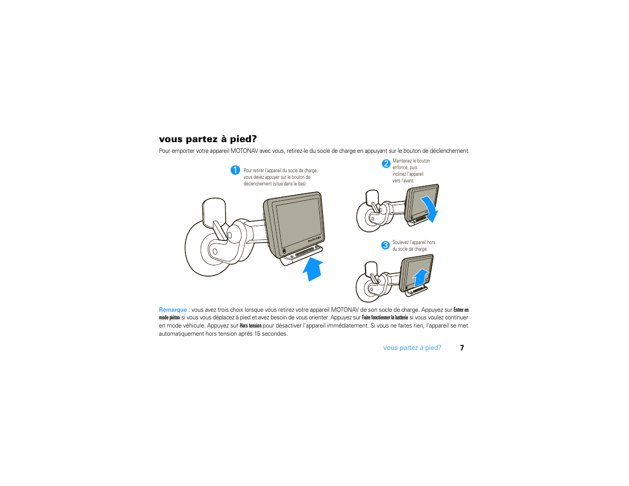 Vous partez à pied | Motorola MOTONAV TN500 User Manual | Page 83 / 116