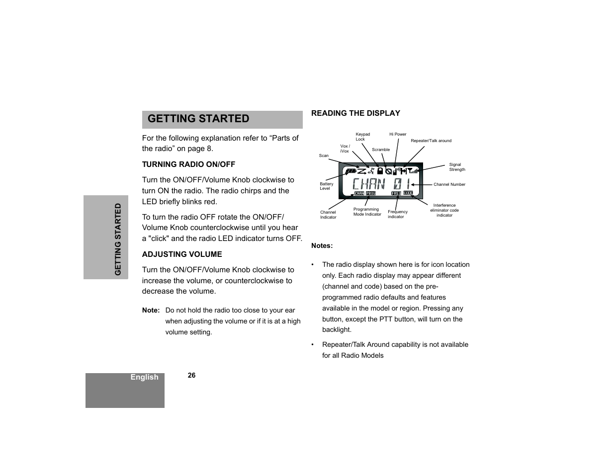 Getting started | Motorola XTNi Series User Manual | Page 28 / 69
