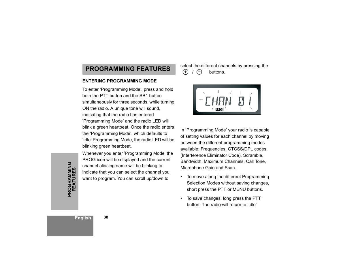 Programming features, Programming features entering programming mode | Motorola XTNi Series User Manual | Page 40 / 69