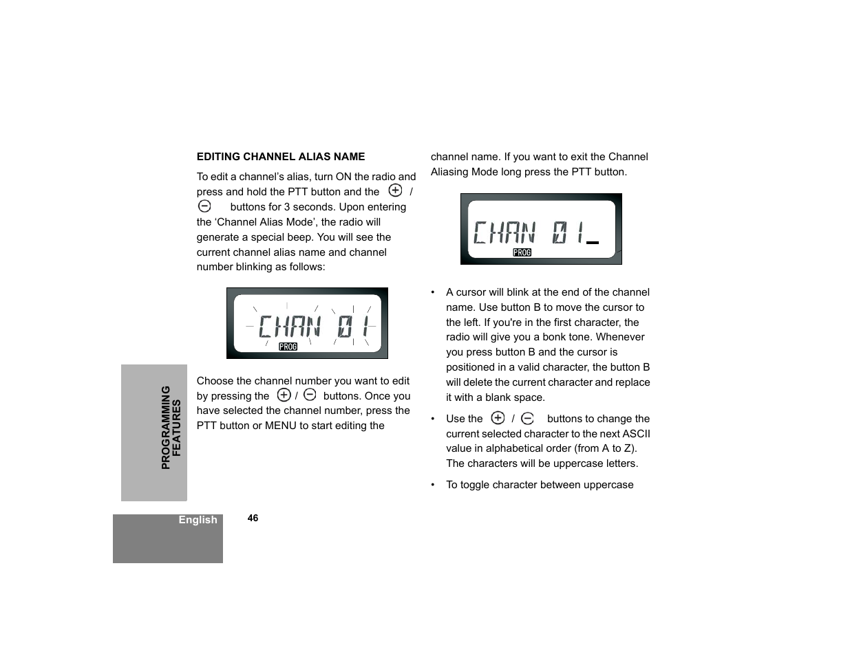 Editing channel alias name | Motorola XTNi Series User Manual | Page 48 / 69