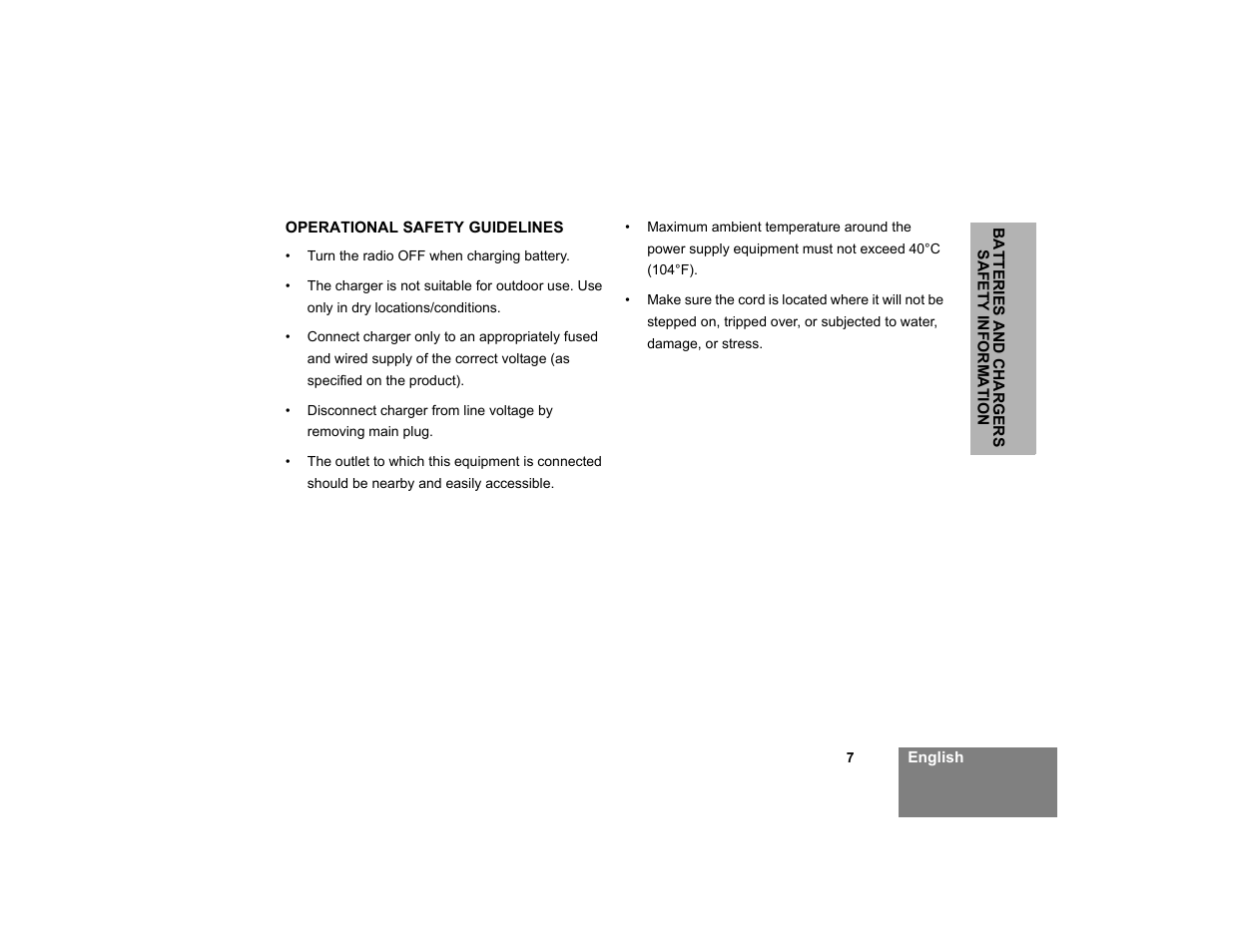 Operational safety guidelines | Motorola XTNi Series User Manual | Page 9 / 69