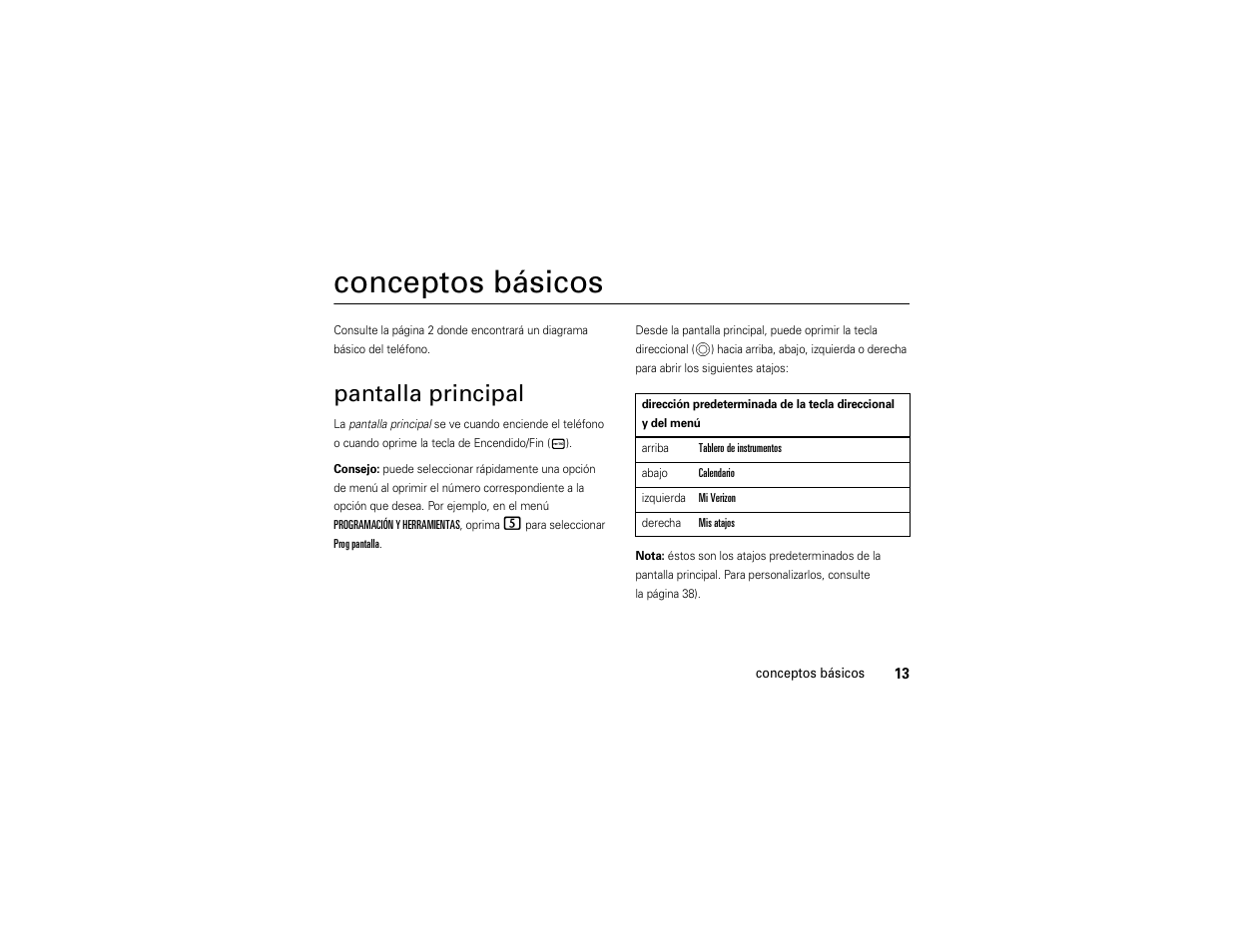 Conceptos básicos, Pantalla principal | Motorola Entice W766 User Manual | Page 133 / 244