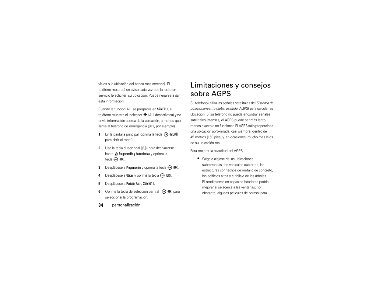 Limitaciones y consejos sobre agps | Motorola Entice W766 User Manual | Page 154 / 244