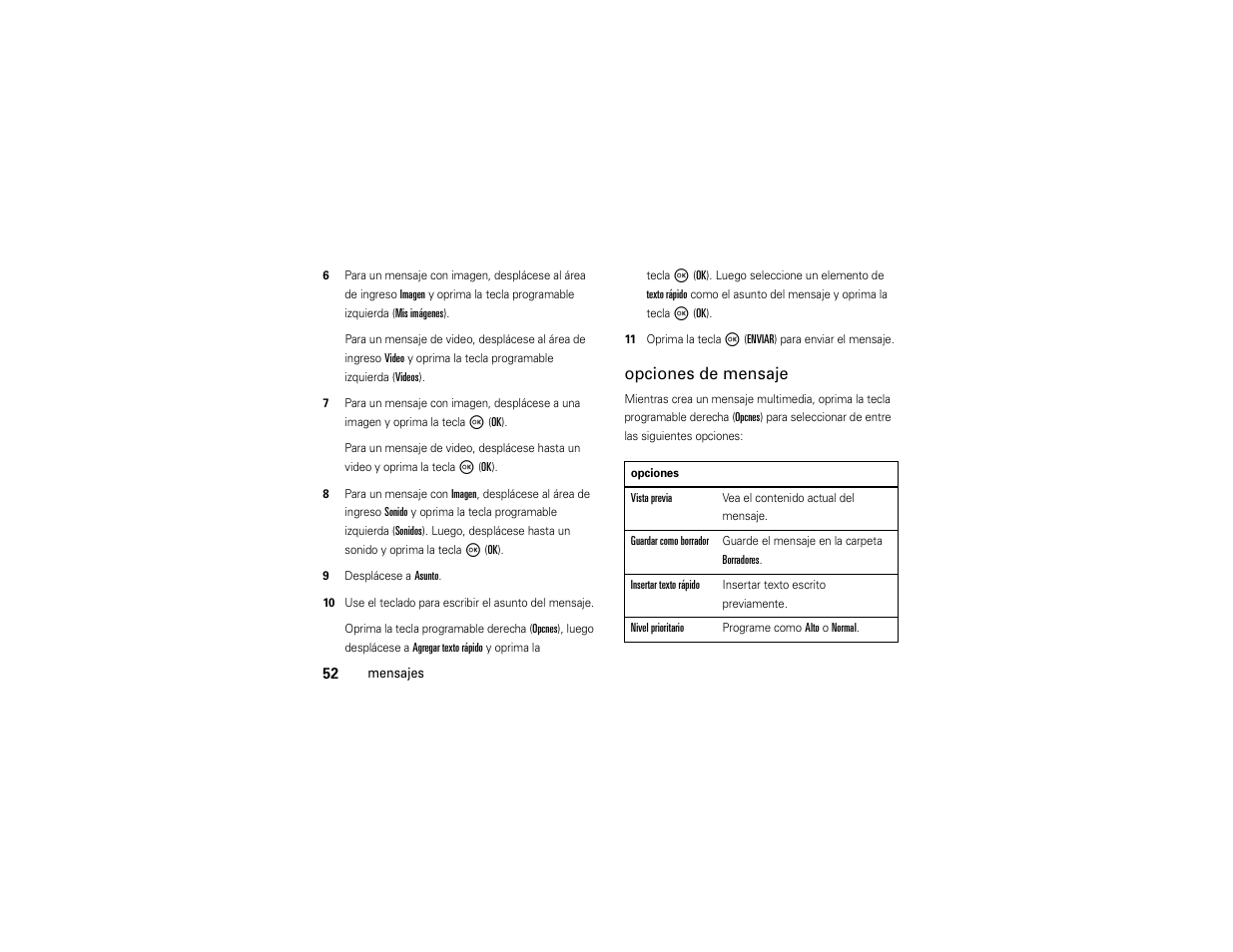 Opciones de mensaje | Motorola Entice W766 User Manual | Page 172 / 244