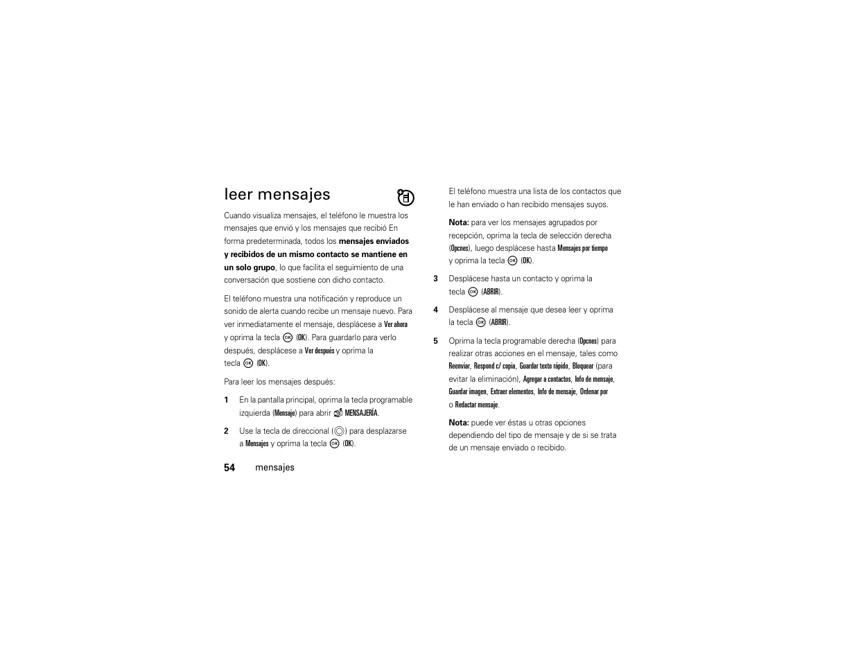 Leer mensajes | Motorola Entice W766 User Manual | Page 174 / 244