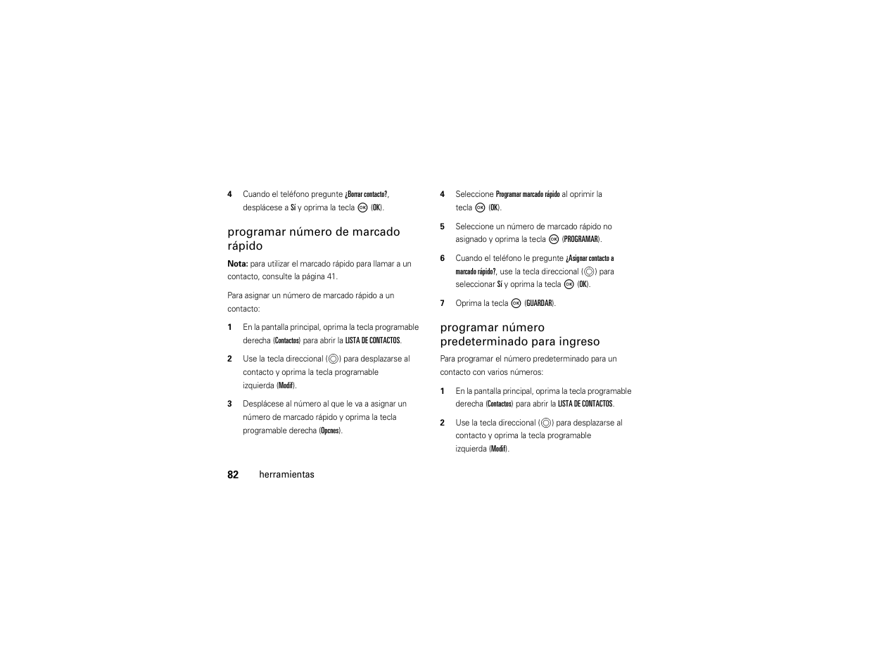 Programar número de marcado rápido, Programar número predeterminado para ingreso | Motorola Entice W766 User Manual | Page 202 / 244