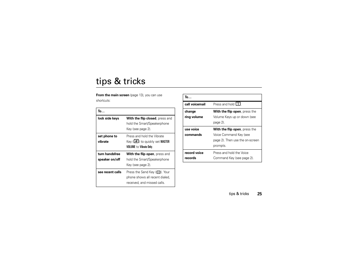 Tips & tricks | Motorola Entice W766 User Manual | Page 27 / 244