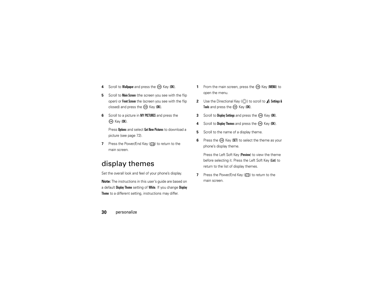 Display themes | Motorola Entice W766 User Manual | Page 32 / 244