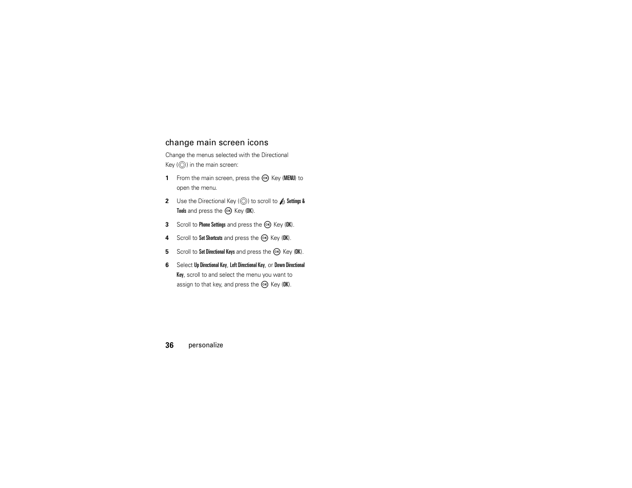 Change main screen icons | Motorola Entice W766 User Manual | Page 38 / 244