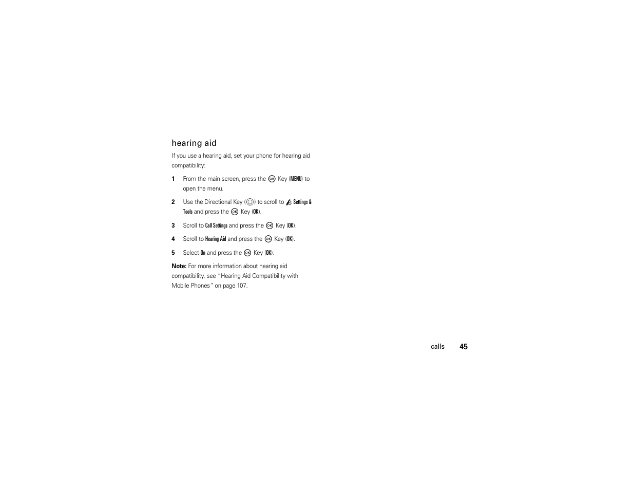 Hearing aid | Motorola Entice W766 User Manual | Page 47 / 244