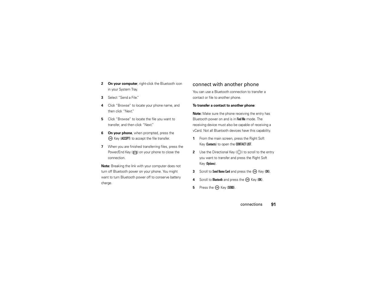 Connect with another phone | Motorola Entice W766 User Manual | Page 93 / 244