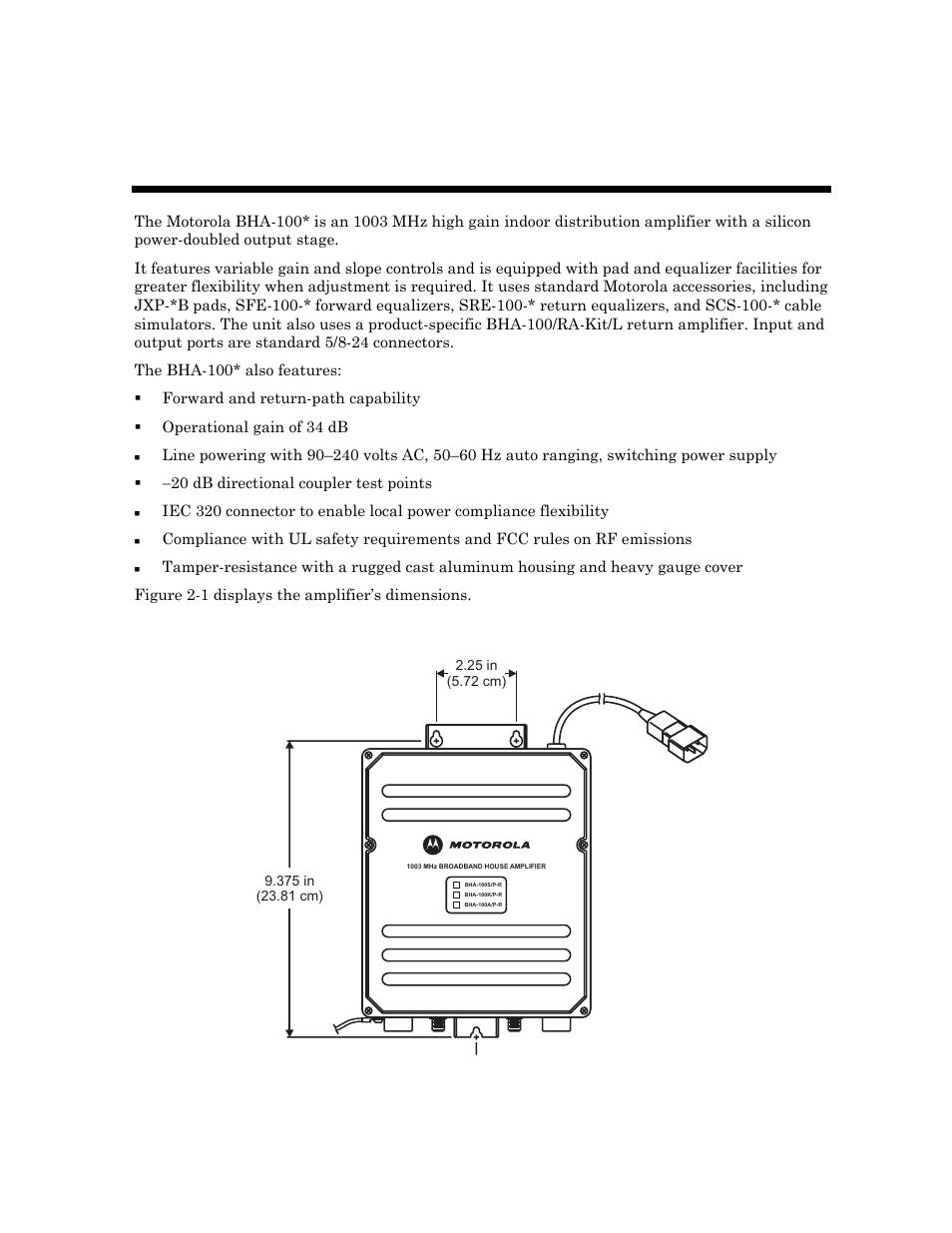 Overview | Motorola Broadband House Amplifier BHA-100K/P-R User Manual | Page 12 / 28