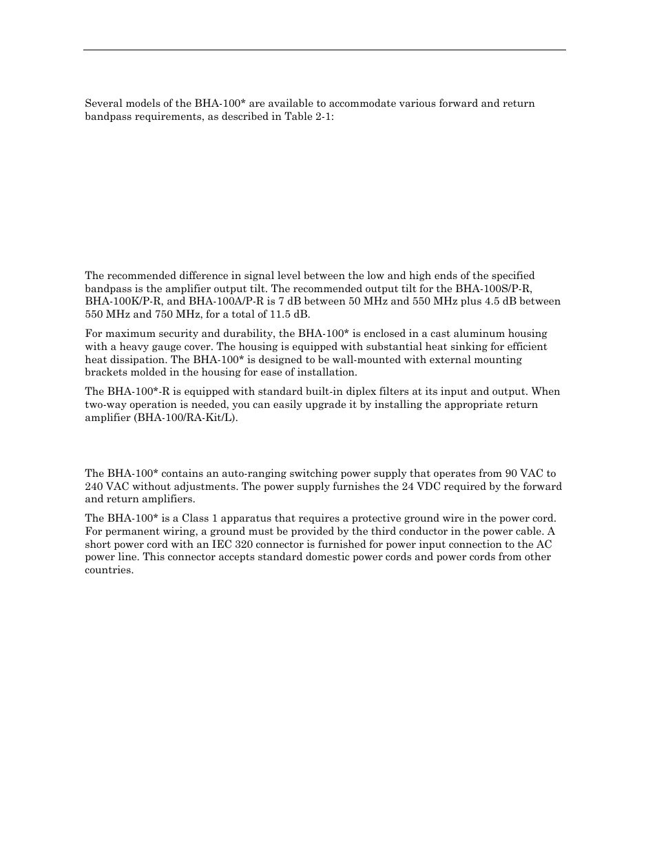 Power supply | Motorola Broadband House Amplifier BHA-100K/P-R User Manual | Page 13 / 28