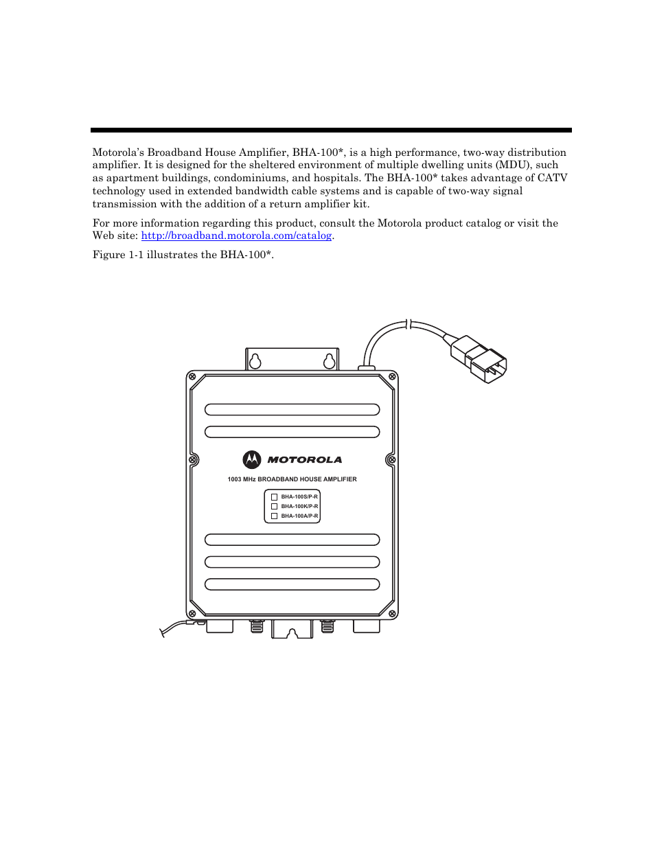 Introduction | Motorola Broadband House Amplifier BHA-100K/P-R User Manual | Page 8 / 28