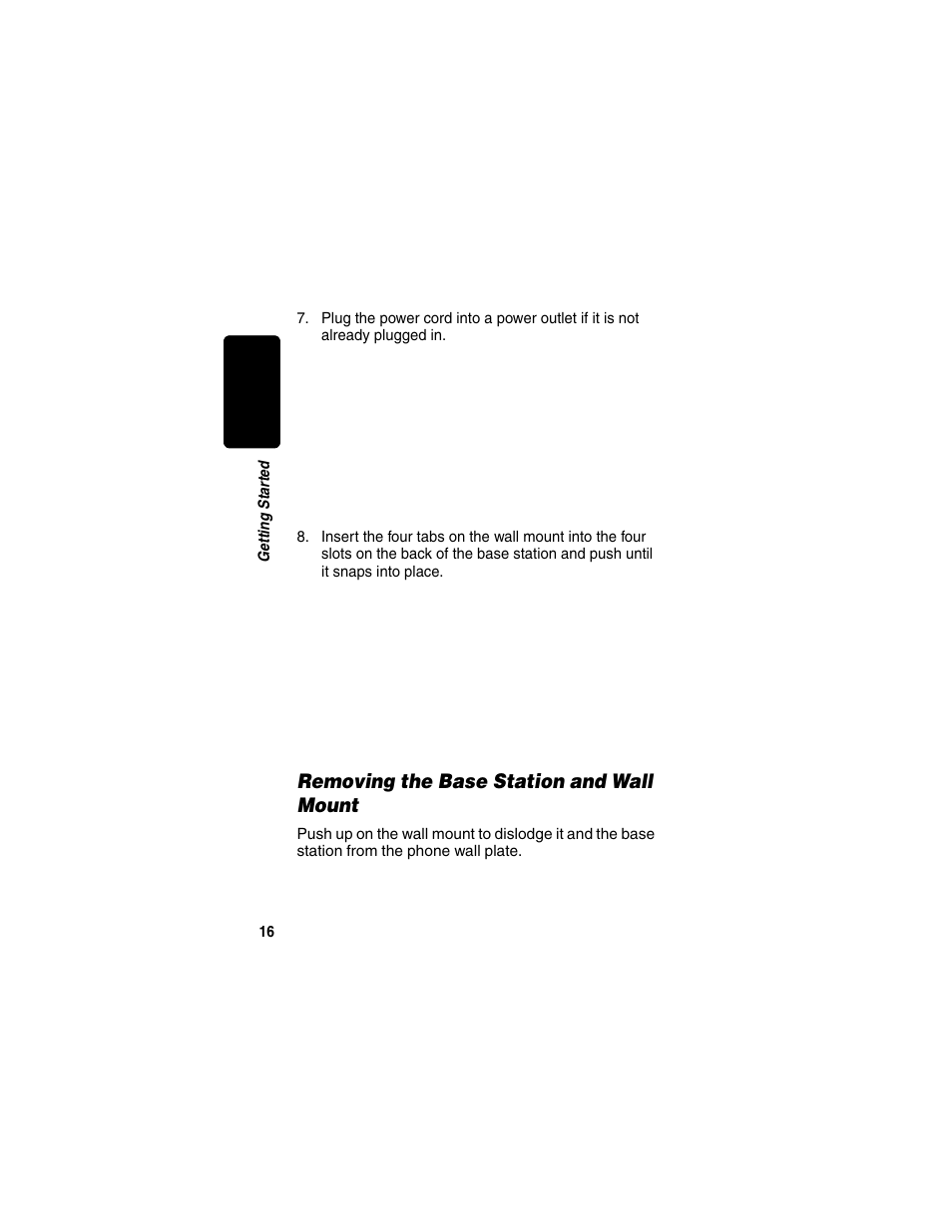 Removing the base station and wall mount | Motorola MD450 Series User Manual | Page 18 / 55
