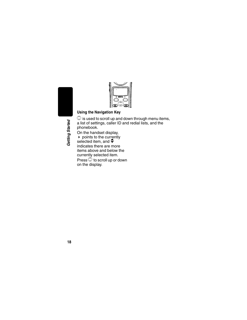 Using the navigation key | Motorola MD450 Series User Manual | Page 20 / 55