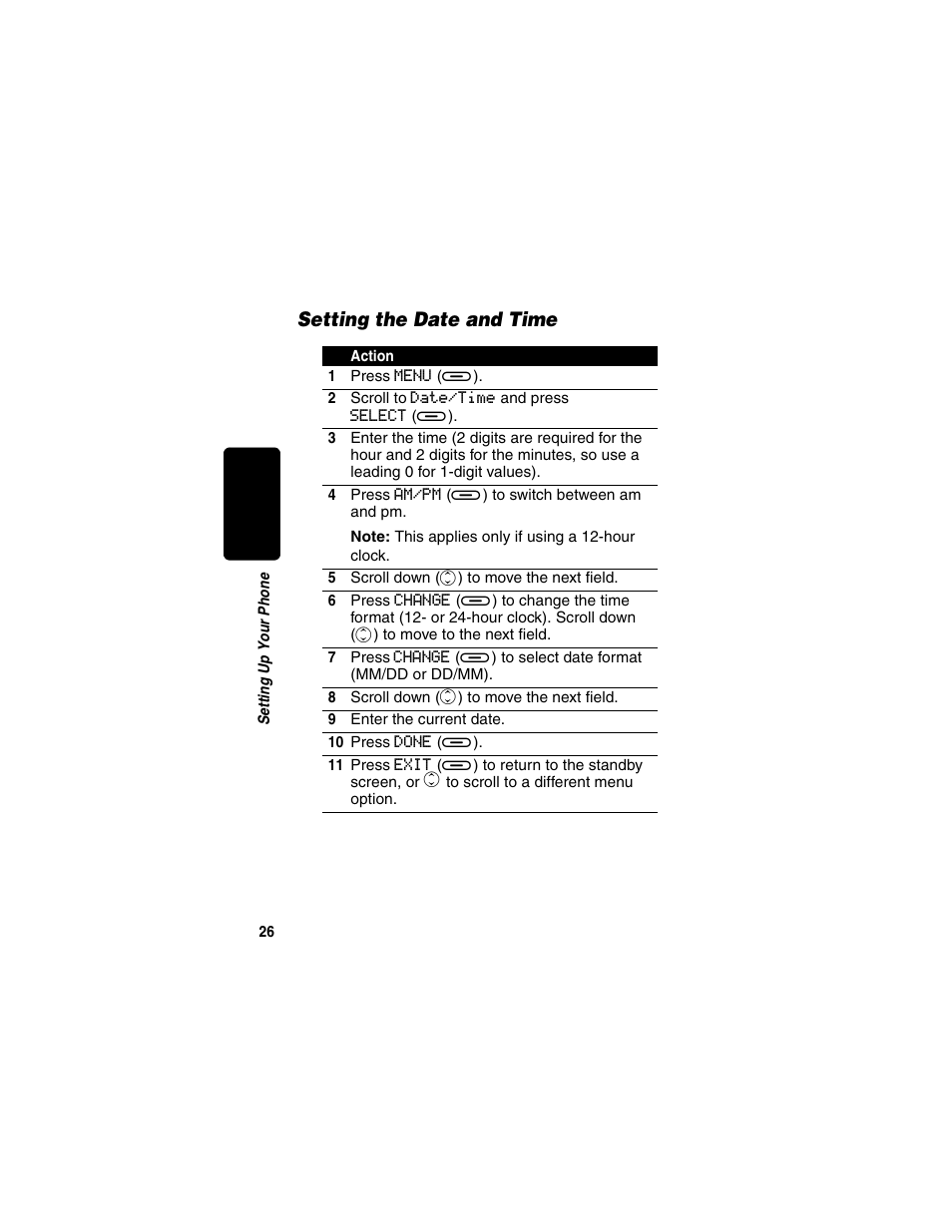 Setting the date and time | Motorola MD450 Series User Manual | Page 28 / 55